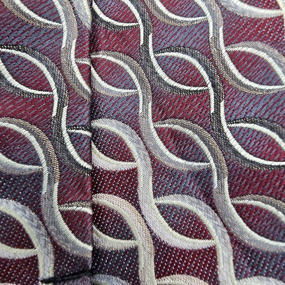 Mens Necktie Croft & Barrow Tie Red White Geometric 58" x 3.5" Vintage - Picture 5 of 6